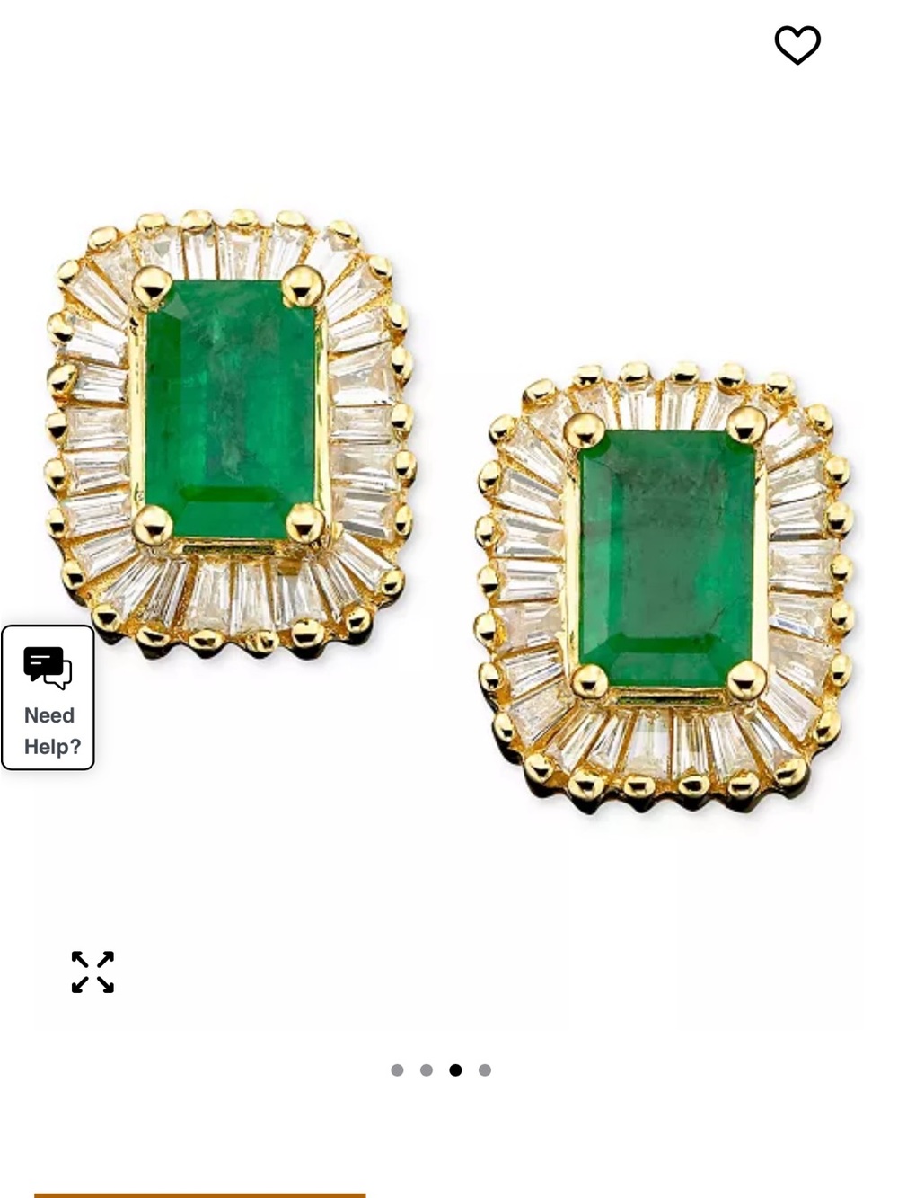 Effy yellow Gold Emerald diamond Halo Stud Earrings